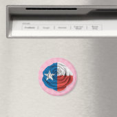 Aimant Drapeau Rose du Texas sur rose (In Situ (Lave-vaisselle))
