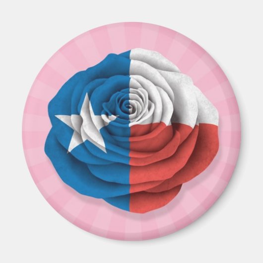 Aimant Drapeau Rose du Texas sur rose (Devant)