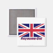 Aimant Drapeau Royaume-Uni avec le nom français (Recto/Verso)