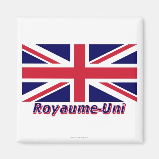 Aimant Drapeau Royaume-Uni avec le nom français (Devant)