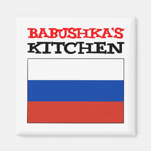 Aimant Drapeau russe de la cuisine de Babushka (Devant)