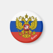 Aimant Drapeau russe et vacances Russie /fans sportifs Ma (Devant)