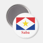 Aimant Drapeau Saba avec nom (Recto/Verso)