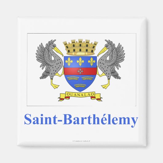 Aimant Drapeau Saint Barthélemy avec nom en français (Devant)