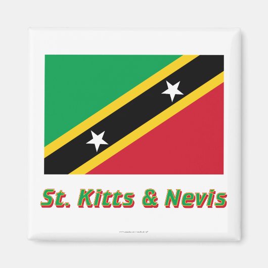 Aimant Drapeau Saint-Kitts-et-Nevis avec nom (Devant)
