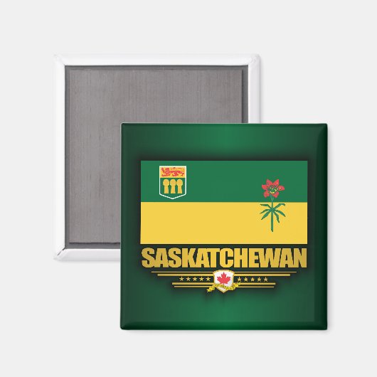 Aimant Drapeau Saskatchewan (Recto/Verso)
