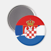Aimant drapeau serbie croatie pays demi symbole (Recto/Verso)