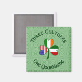 Aimant Drapeau Shamrock irlandais américain italien perso (Recto/Verso)