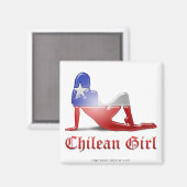 Aimant Drapeau Silhouette de fille chilienne (Recto/Verso)