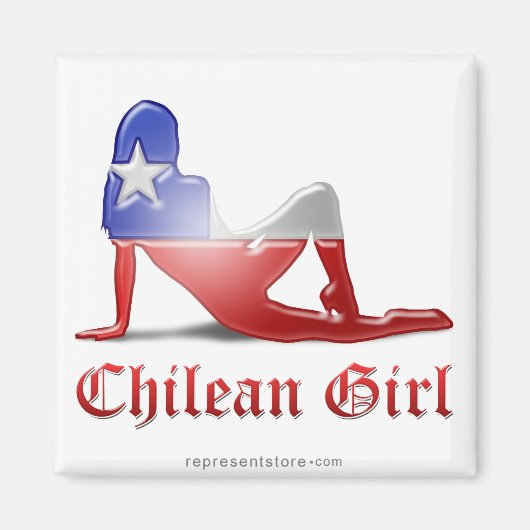 Aimant Drapeau Silhouette de fille chilienne (Devant)
