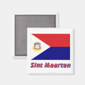 Aimant Drapeau Sint Maarten avec nom (Recto/Verso)