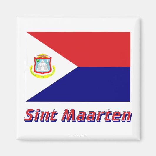 Aimant Drapeau Sint Maarten avec nom (Devant)