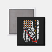 Aimant Drapeau Skeleton Hockey Us (Recto/Verso)