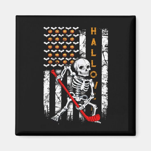 Aimant Drapeau Skeleton Hockey Us (Devant)