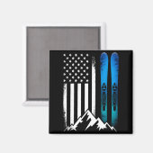 Aimant Drapeau ski usa sport d'hiver skieur drapeau améri (Recto/Verso)