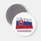 Aimant Drapeau Slovaquie avec nom en russe (Recto/Verso)