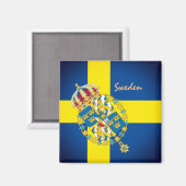 Aimant Drapeau suédois & vacances Suède, voyage / sports (Recto/Verso)