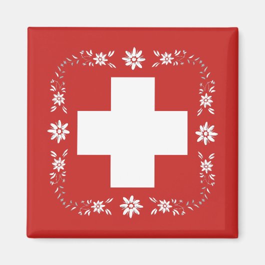 Aimant Drapeau suisse et edelweiss (Devant)