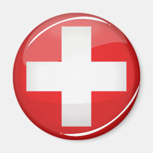 Aimant Drapeau suisse rond brillant