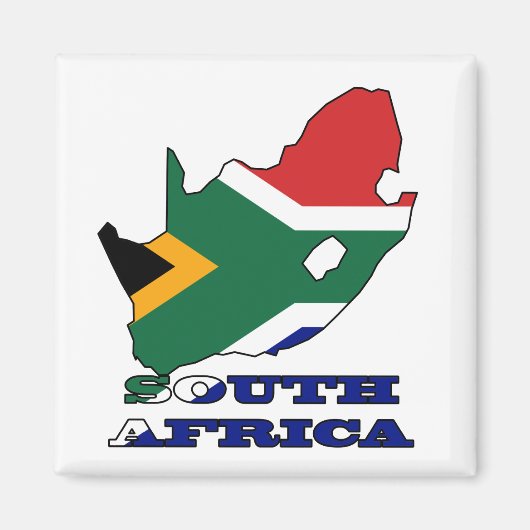 Aimant Drapeau sur la carte de l'Afrique du Sud (Devant)