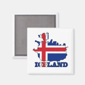 Aimant Drapeau sur la carte de l'Islande (Recto/Verso)
