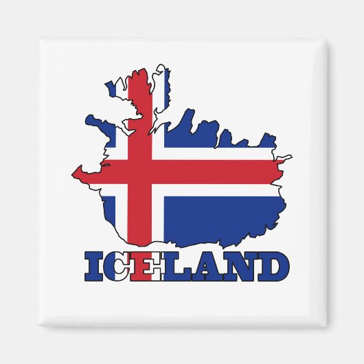 Aimant Drapeau sur la carte de l'Islande (Devant)