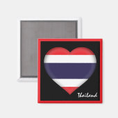 Aimant Drapeau thaïlandais & Coeur thaïlandais, vacances (Recto/Verso)