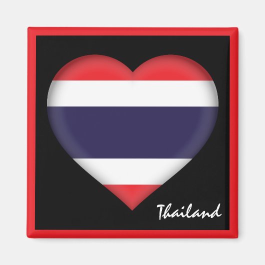 Aimant Drapeau thaïlandais & Coeur thaïlandais, vacances (Devant)