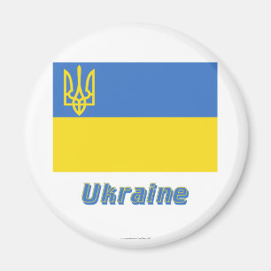 Aimant Drapeau traditionnel de l'Ukraine avec le nom