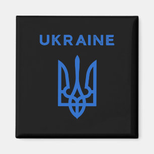 Aimant Drapeau Trident ukrainien de soutien à l'Ukraine C
