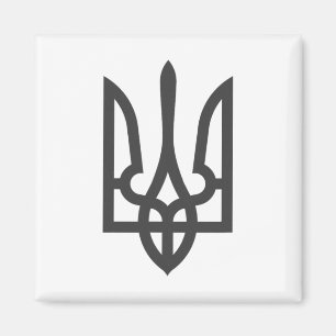 Aimant Drapeau trident ukrainien foncé sur fond noir de s