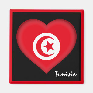 Aimant Drapeau tunisien et coeur tunisien, fête africaine