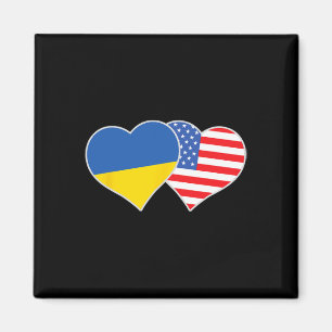 Aimant Drapeau Ukraine États-Unis Cœur Amour Américain Uk