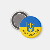 Aimant Drapeau ukrainien avec armoiries et texte personna (Recto/Verso)