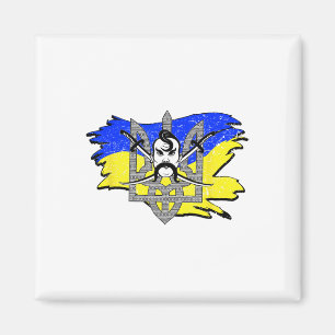 Aimant Drapeau ukrainien guerrier cosaque ukrainien Tryzu