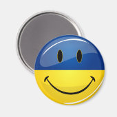 Aimant Drapeau ukrainien rond souriant (Recto/Verso)