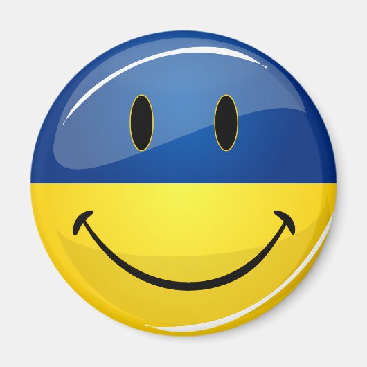 Aimant Drapeau ukrainien rond souriant (Devant)