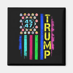 Aimant Drapeau US Avec Oeufs Drôle Trump 45 47 Jour de Pâ