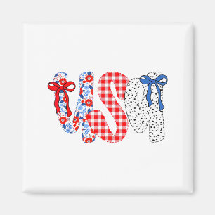 Aimant Drapeau Usa 4 Juillet Coquette Arc Floral Patrioti