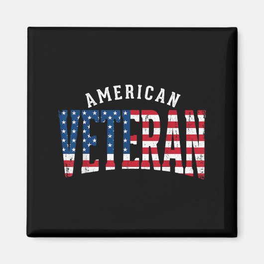 Aimant Drapeau Usa D'un Vétéran Américain (Devant)