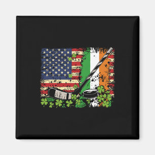 Aimant Drapeau Usa Irlandais Leprechaun Chanceux Hockey S