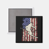 Aimant Drapeau Usa Ski & Skiier à manches longues (Recto/Verso)