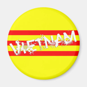 Aimant Drapeau vietnamien (avec nom) (aimant rond)