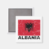 Aimant Drapeau Vintage Albanie (Recto/Verso)