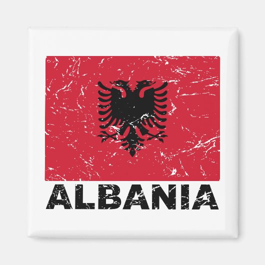Aimant Drapeau Vintage Albanie (Devant)