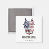 Aimant Drapeau Vintage américain Pitbull Terrier Bully Ch (Recto/Verso)