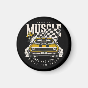 Aimant Drapeau vintage American Muscle Car Racing