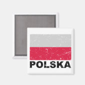 Aimant Drapeau Vintage de Pologne (Recto/Verso)