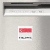 Aimant Drapeau Vintage de Singapour (In Situ (Lave-vaisselle))