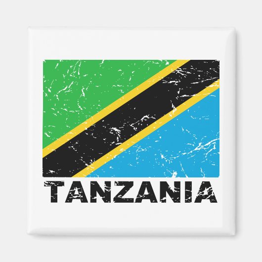 Aimant Drapeau Vintage de Tanzanie (Devant)